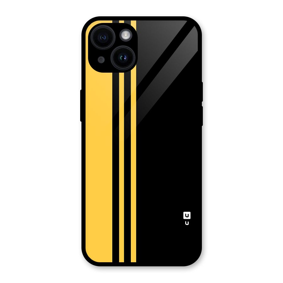 Minimal Yellow and Black Design Glass Back Case for iPhone 14