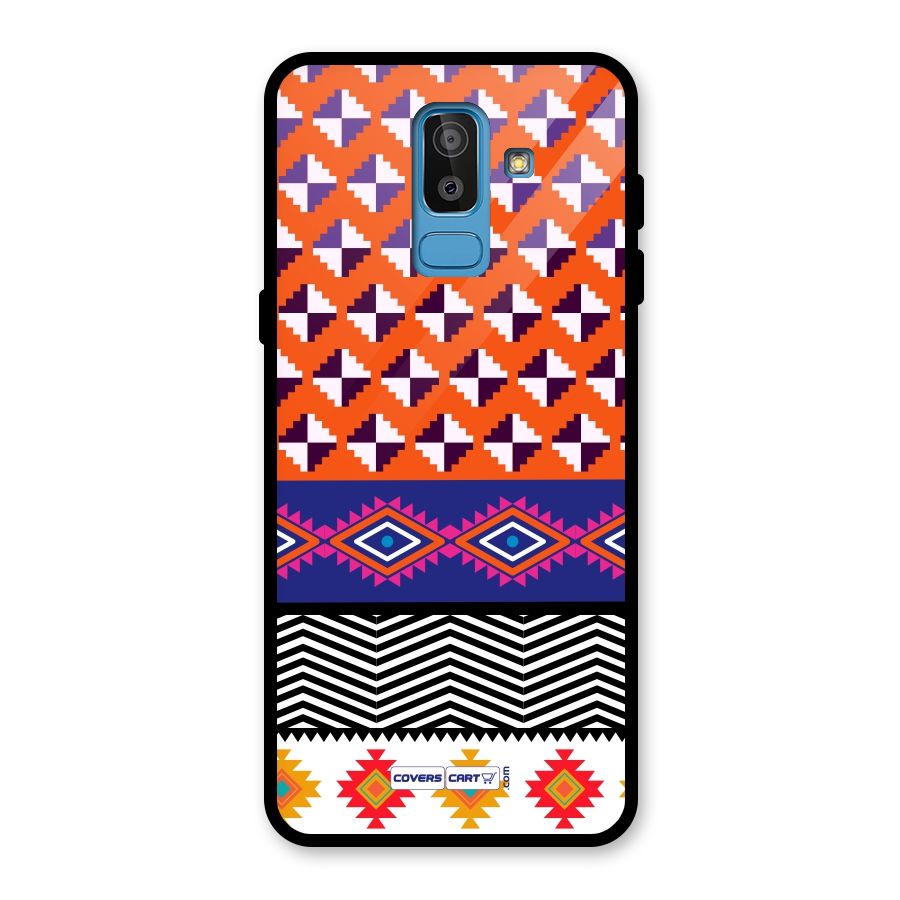 Mixed Pattern Aztec Glass Back Case for Galaxy J8