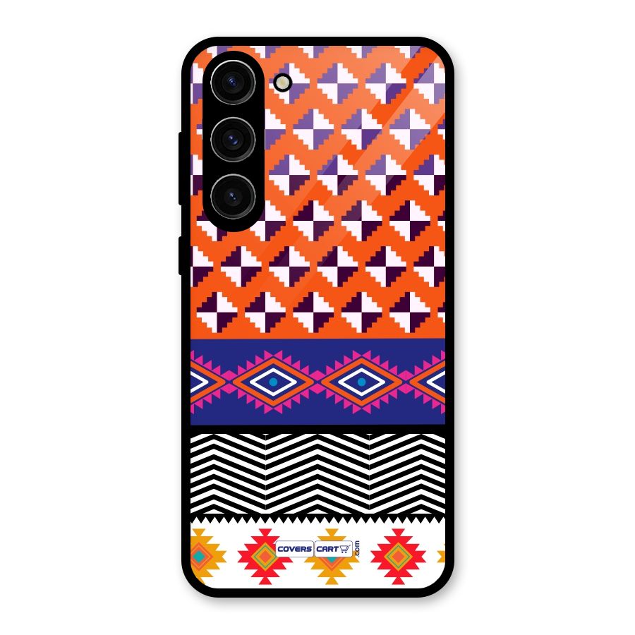 Mixed Pattern Aztec Glass Back Case for Galaxy S23 Plus
