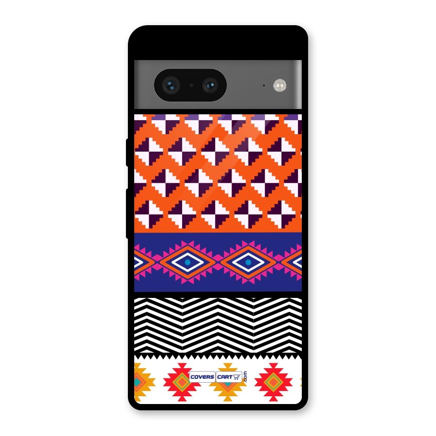 Mixed Pattern Aztec Glass Back Case for Google Pixel 7