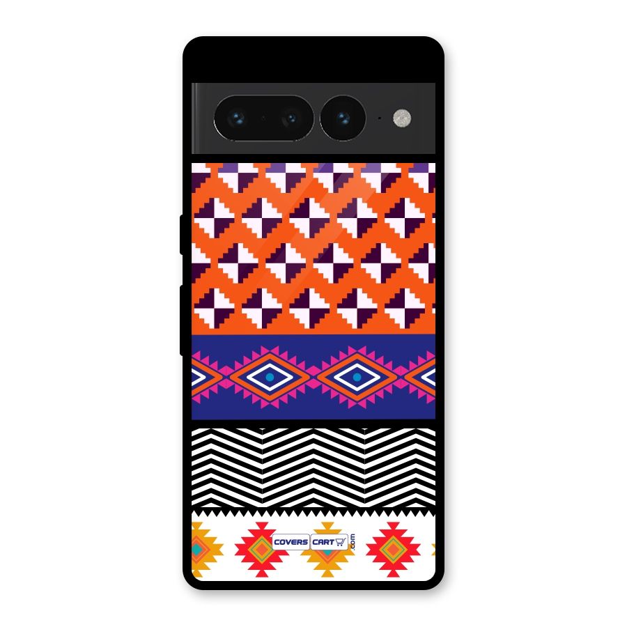 Mixed Pattern Aztec Glass Back Case for Google Pixel 7 Pro