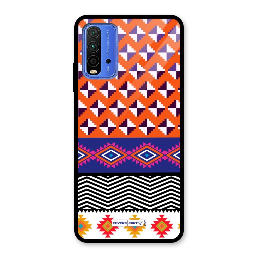 Mixed Pattern Aztec Glass Back Case for Redmi 9 Power