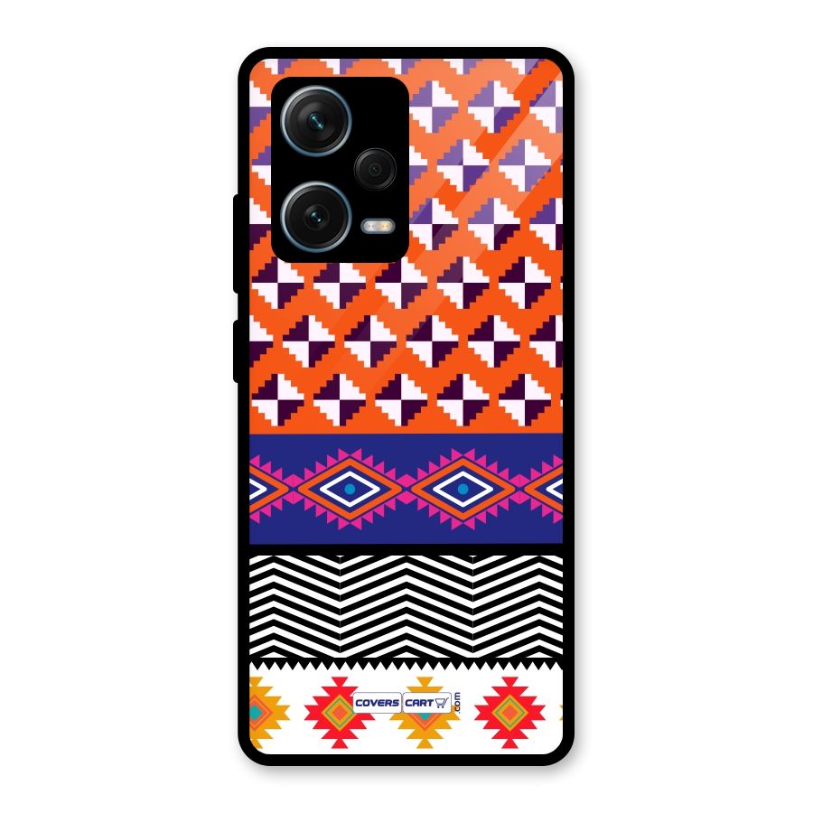 Mixed Pattern Aztec Glass Back Case for Redmi Note 12 Pro Plus 5G