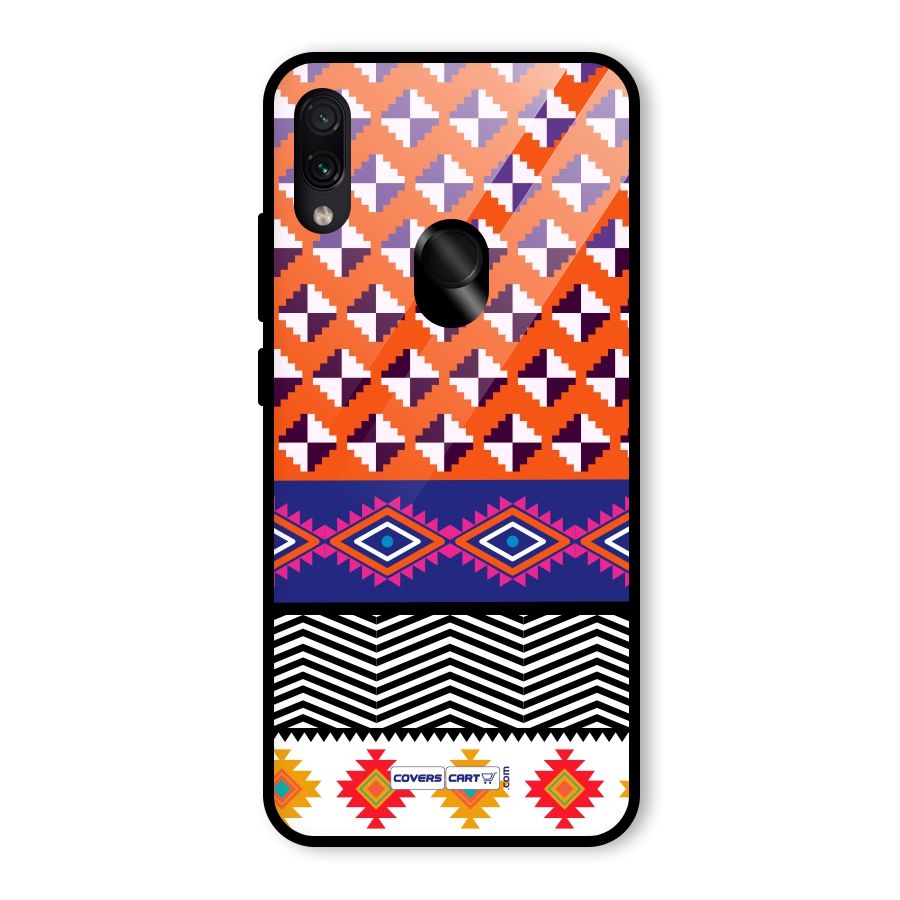 Mixed Pattern Aztec Glass Back Case for Redmi Note 7 Pro