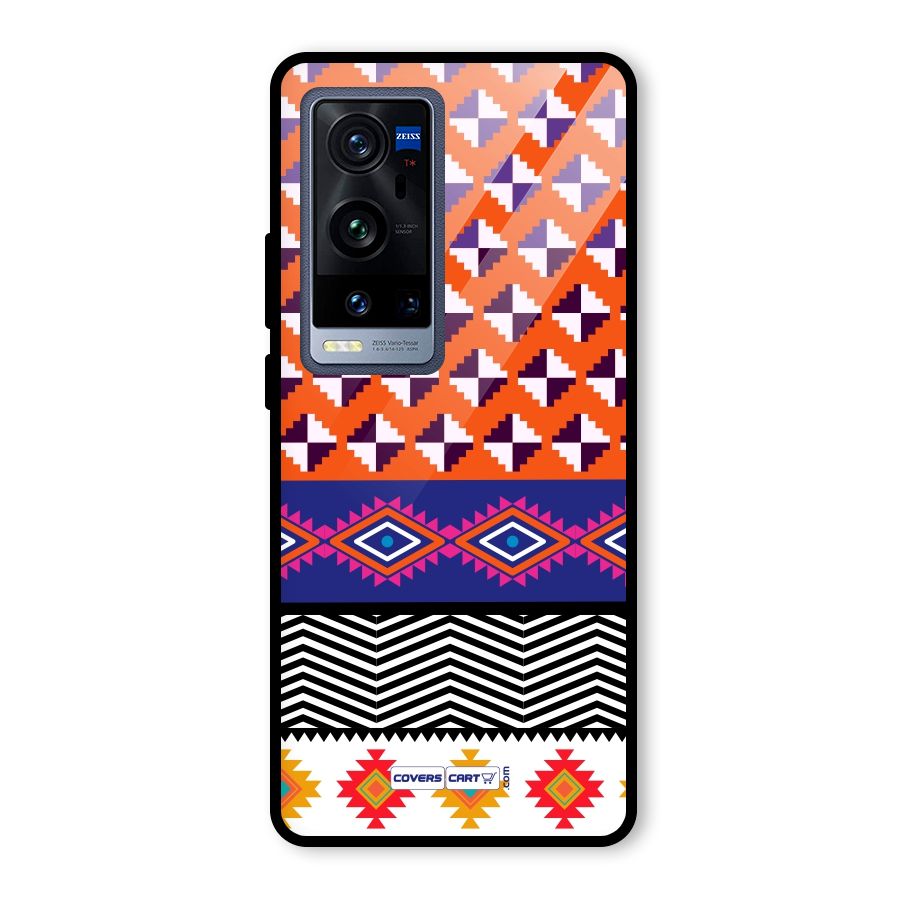 Mixed Pattern Aztec Glass Back Case for Vivo X60 Pro Plus