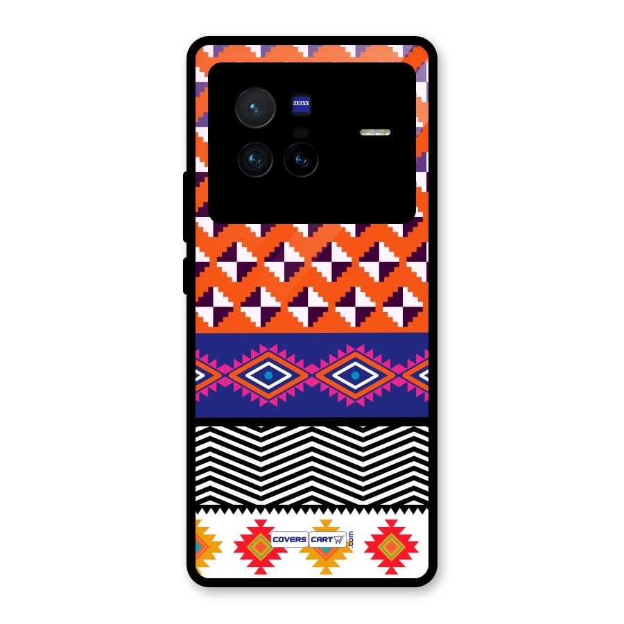 Mixed Pattern Aztec Glass Back Case for Vivo X80