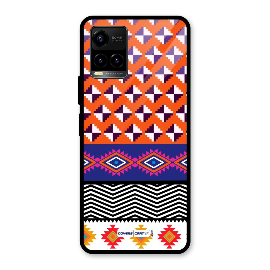 Mixed Pattern Aztec Glass Back Case for Vivo Y21A