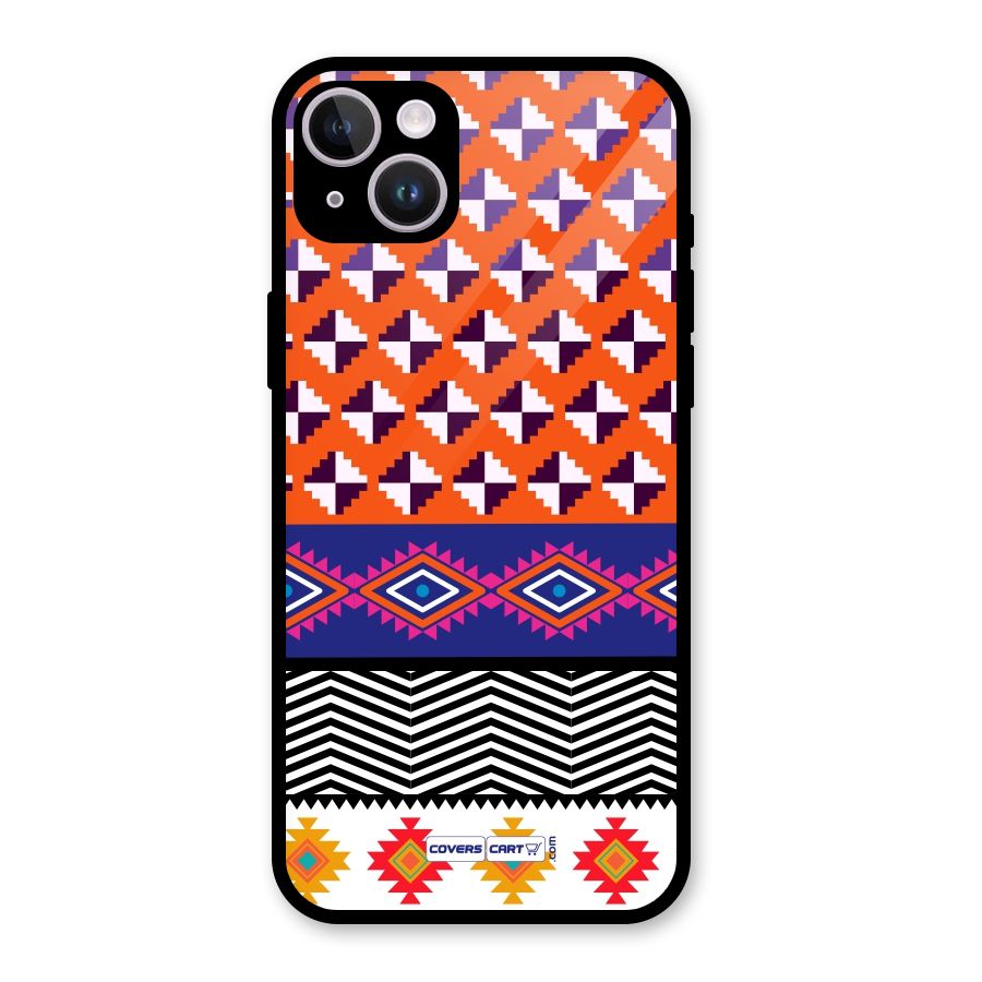 Mixed Pattern Aztec Glass Back Case for iPhone 14 Plus