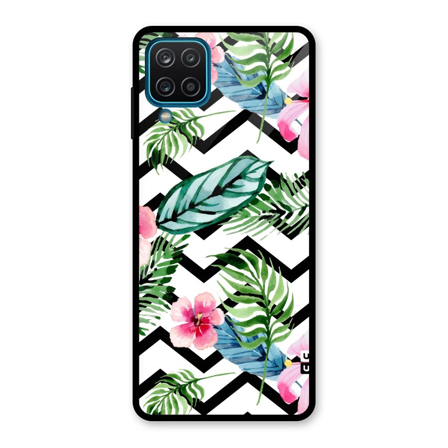 Modern Flowers Glass Back Case for Galaxy A12