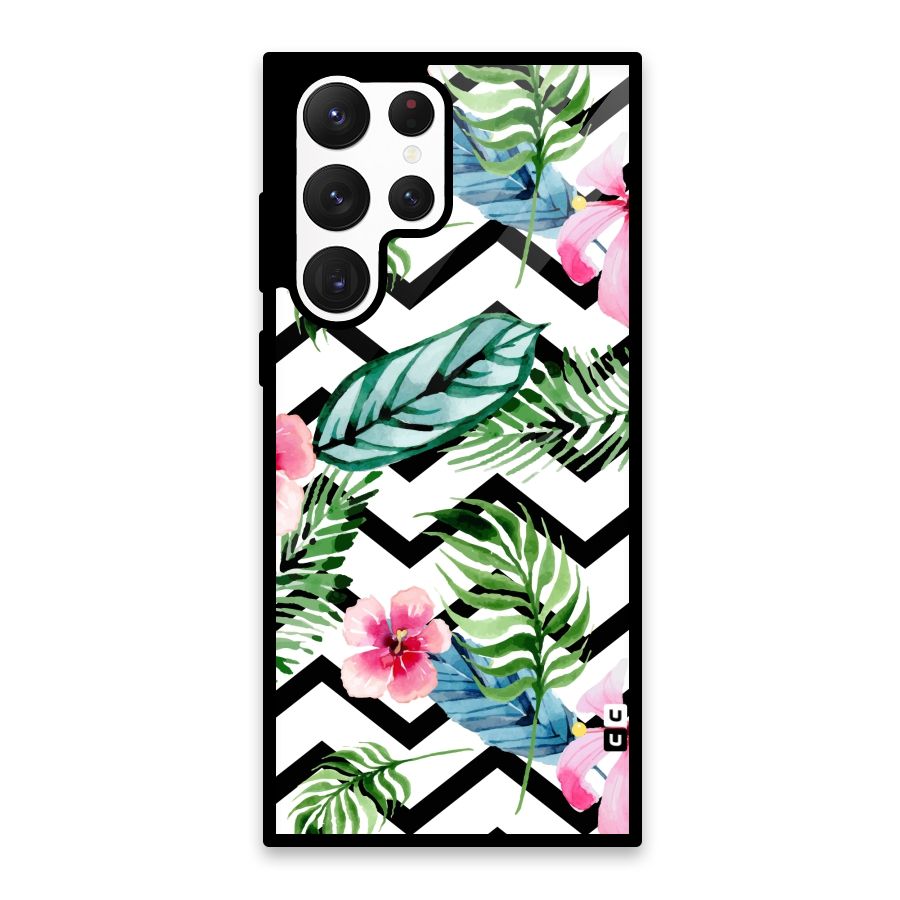 Modern Flowers Glass Back Case for Galaxy S22 Ultra 5G