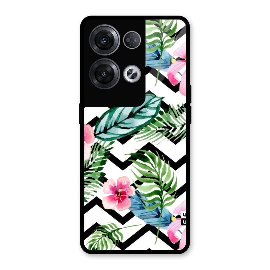 Modern Flowers Glass Back Case for Oppo Reno8 Pro 5G