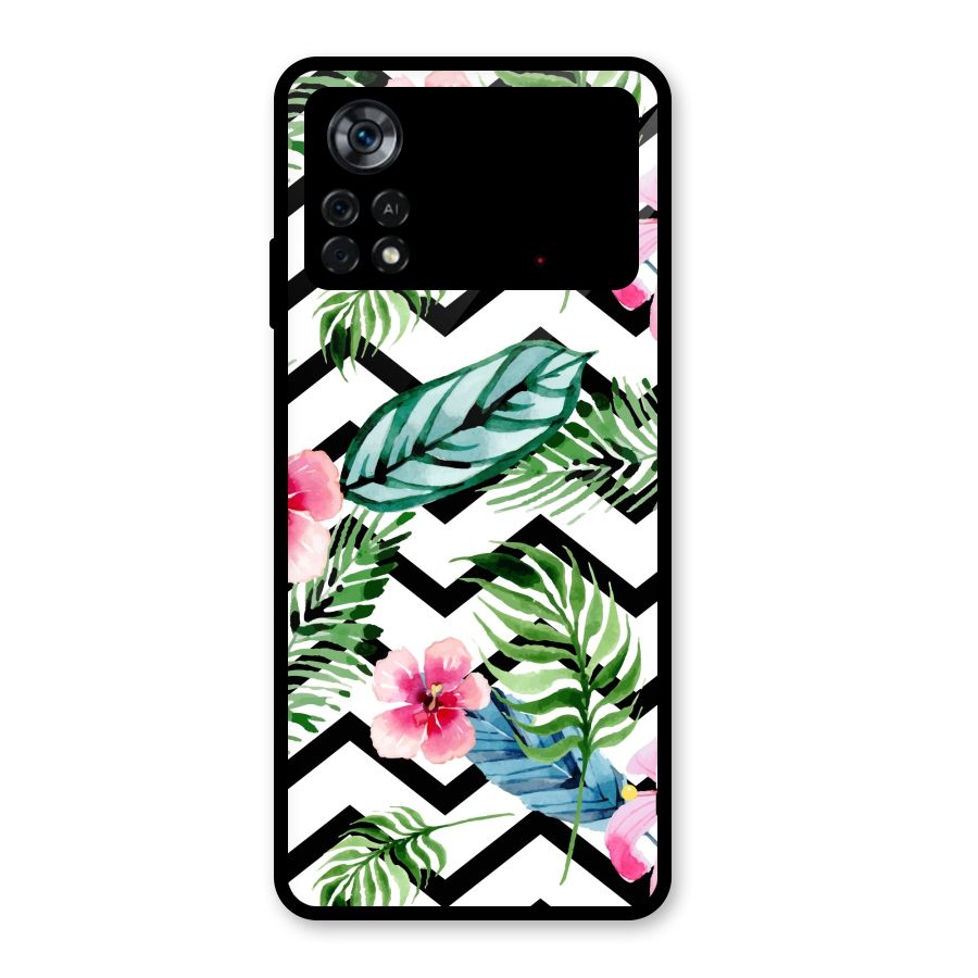 Modern Flowers Glass Back Case for Poco X4 Pro 5G