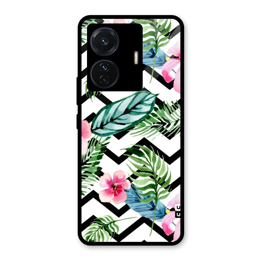 Modern Flowers Glass Back Case for Vivo T1 Pro