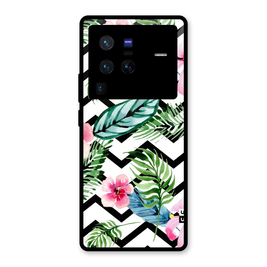 Modern Flowers Glass Back Case for Vivo X80 Pro