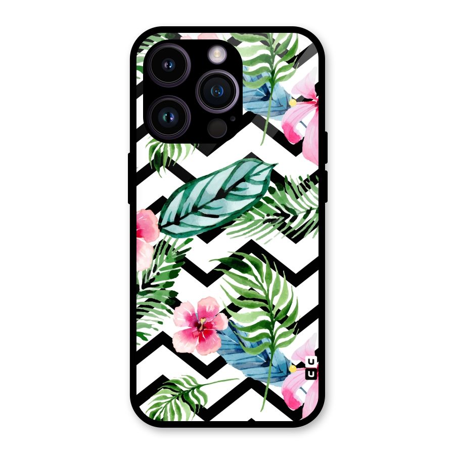 Modern Flowers Glass Back Case for iPhone 14 Pro