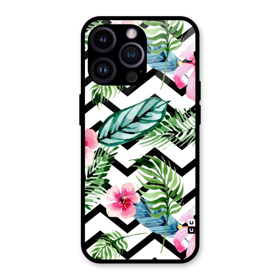 Modern Flowers Glass Back Case for iPhone 14 Pro Max