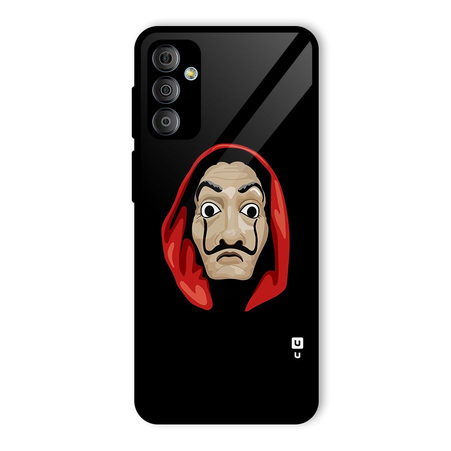 Money Heist Mask Glass Back Case for Galaxy F23