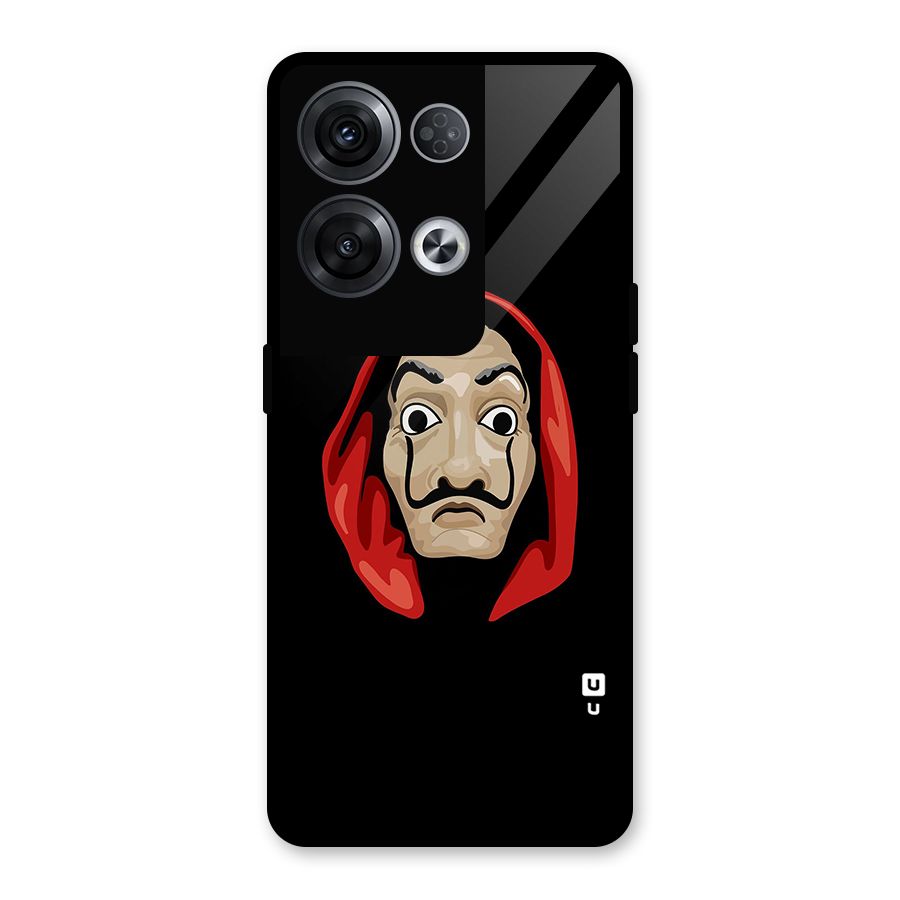 Money Heist Mask Glass Back Case for Oppo Reno8 Pro 5G