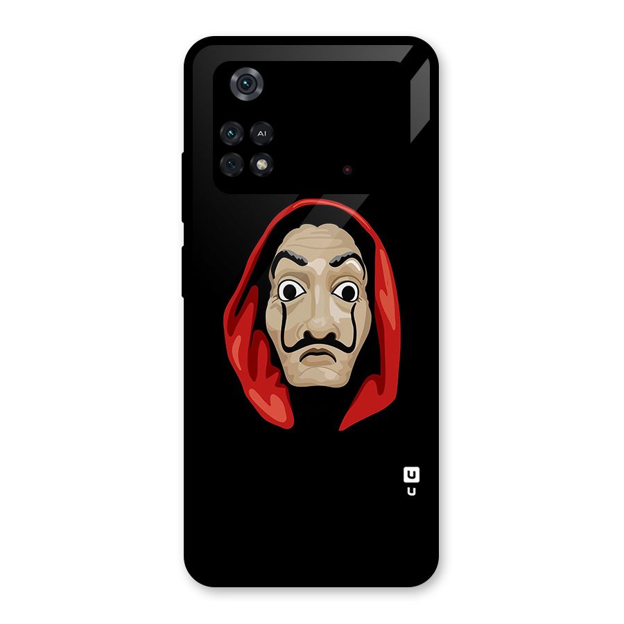Money Heist Mask Glass Back Case for Poco M4 Pro 4G