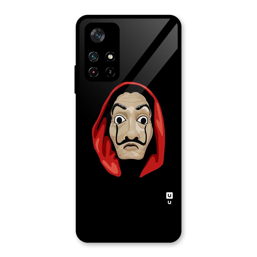 Money Heist Mask Glass Back Case for Poco M4 Pro 5G