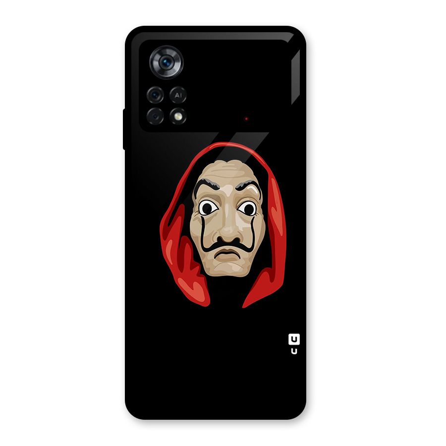 Money Heist Mask Glass Back Case for Poco X4 Pro 5G