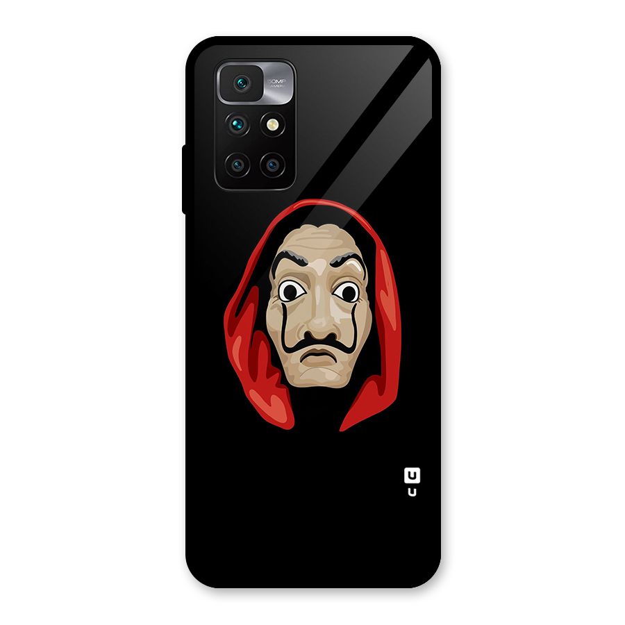 Money Heist Mask Glass Back Case for Redmi 10 Prime