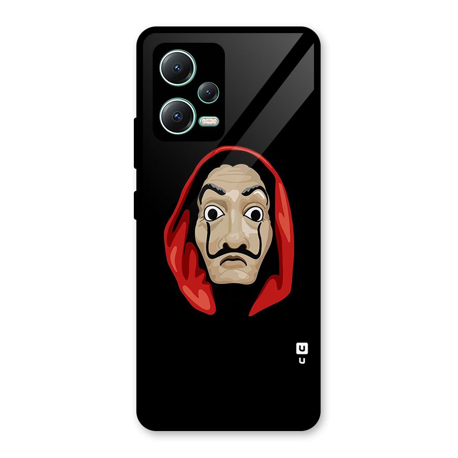 Money Heist Mask Glass Back Case for Redmi Note 12 5G