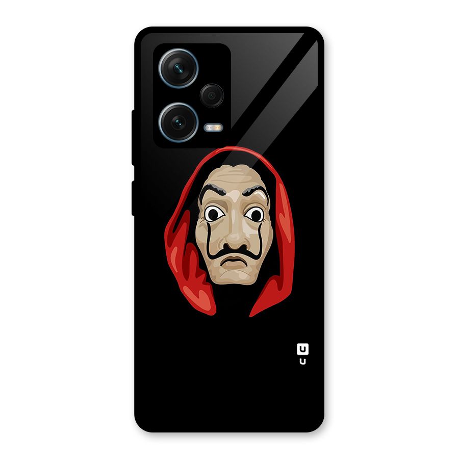 Money Heist Mask Glass Back Case for Redmi Note 12 Pro Plus 5G