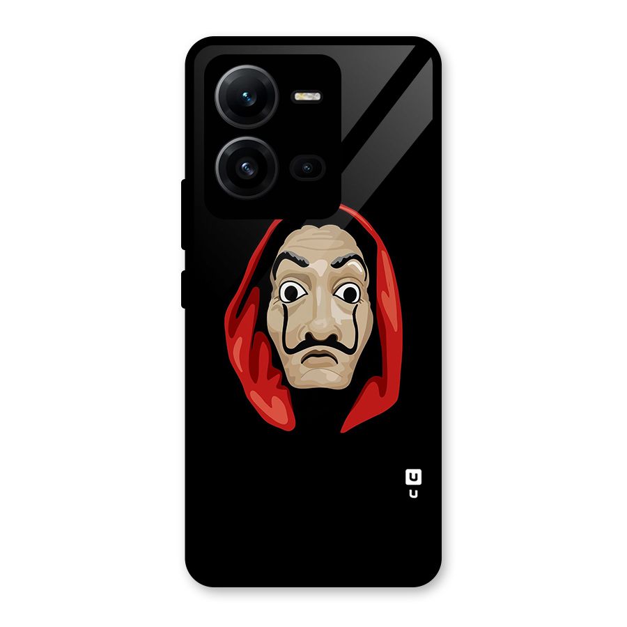 Money Heist Mask Glass Back Case for Vivo V25