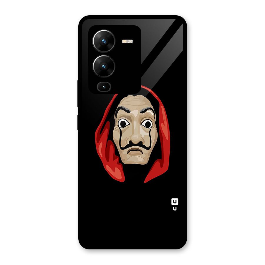 Money Heist Mask Glass Back Case for Vivo V25 Pro