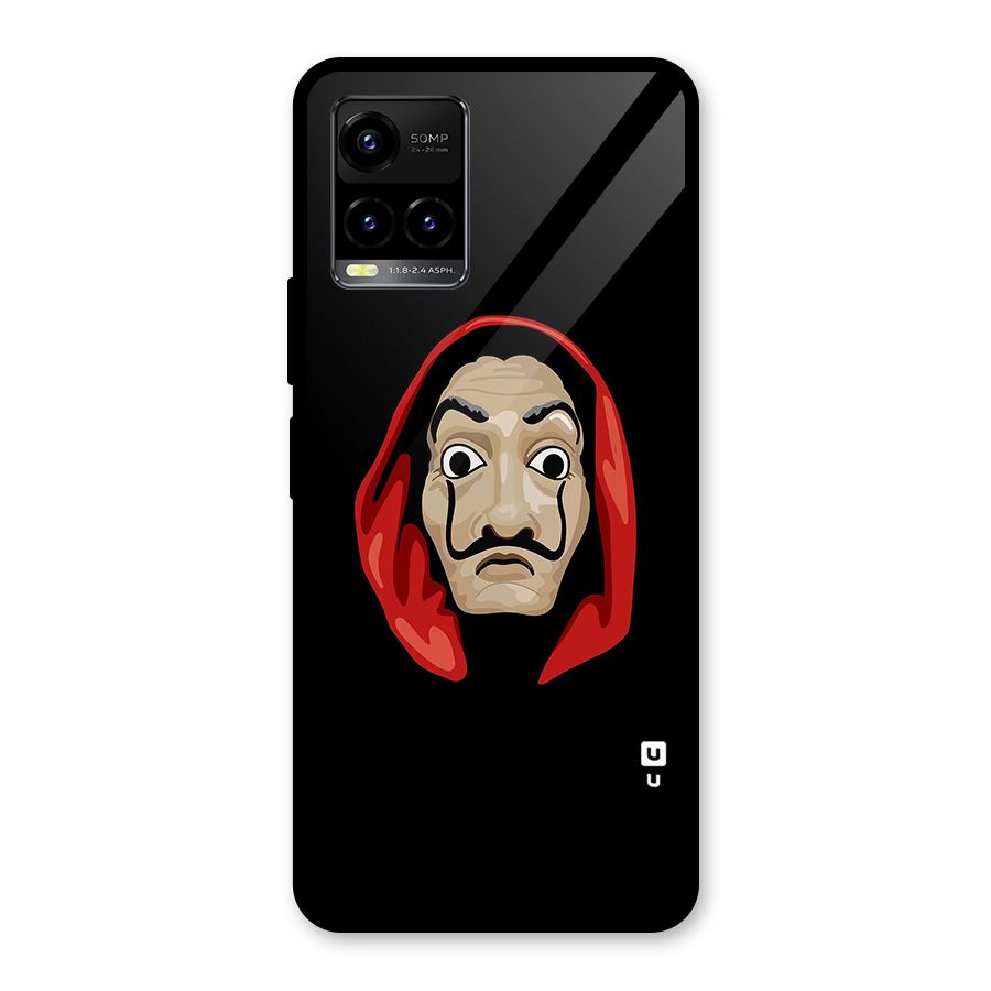 Money Heist Mask Glass Back Case for Vivo Y21A