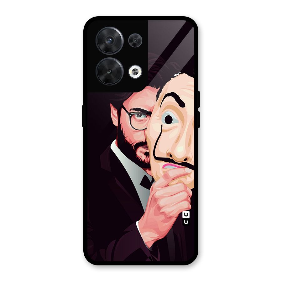 Money Heist Professor Art Glass Back Case for Oppo Reno8 5G