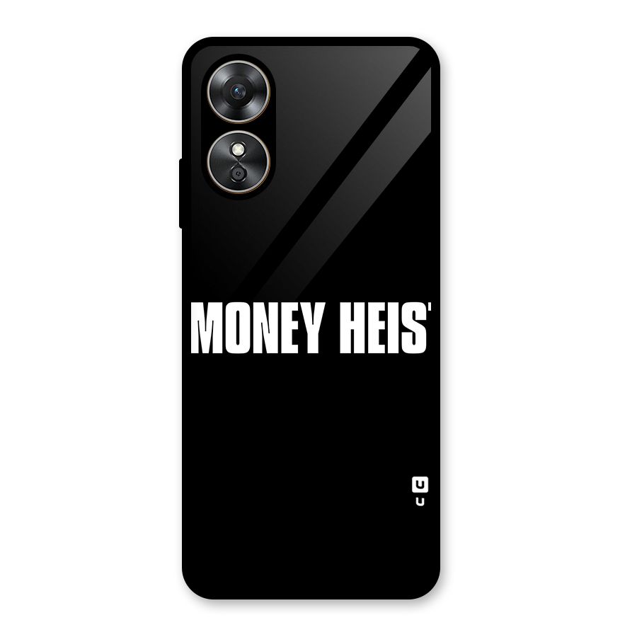 Money Heist Typography Glass Back Case for Oppo A17