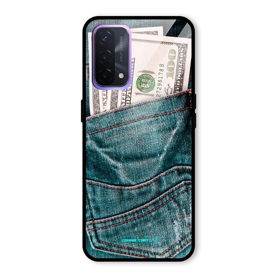 Money in Jeans Glass Back Case for Oppo A74 5G