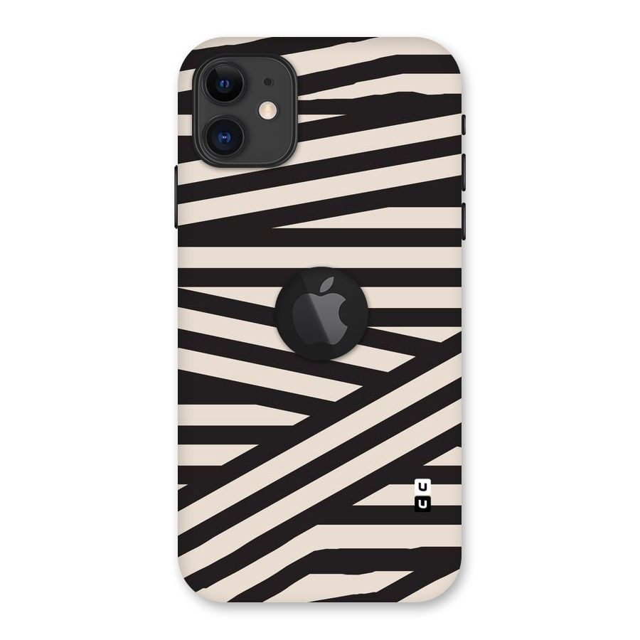 Monochrome Lines Back Case for iPhone 11 Logo Cut