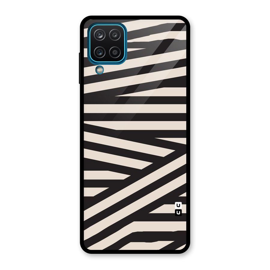Monochrome Lines Glass Back Case for Galaxy A12