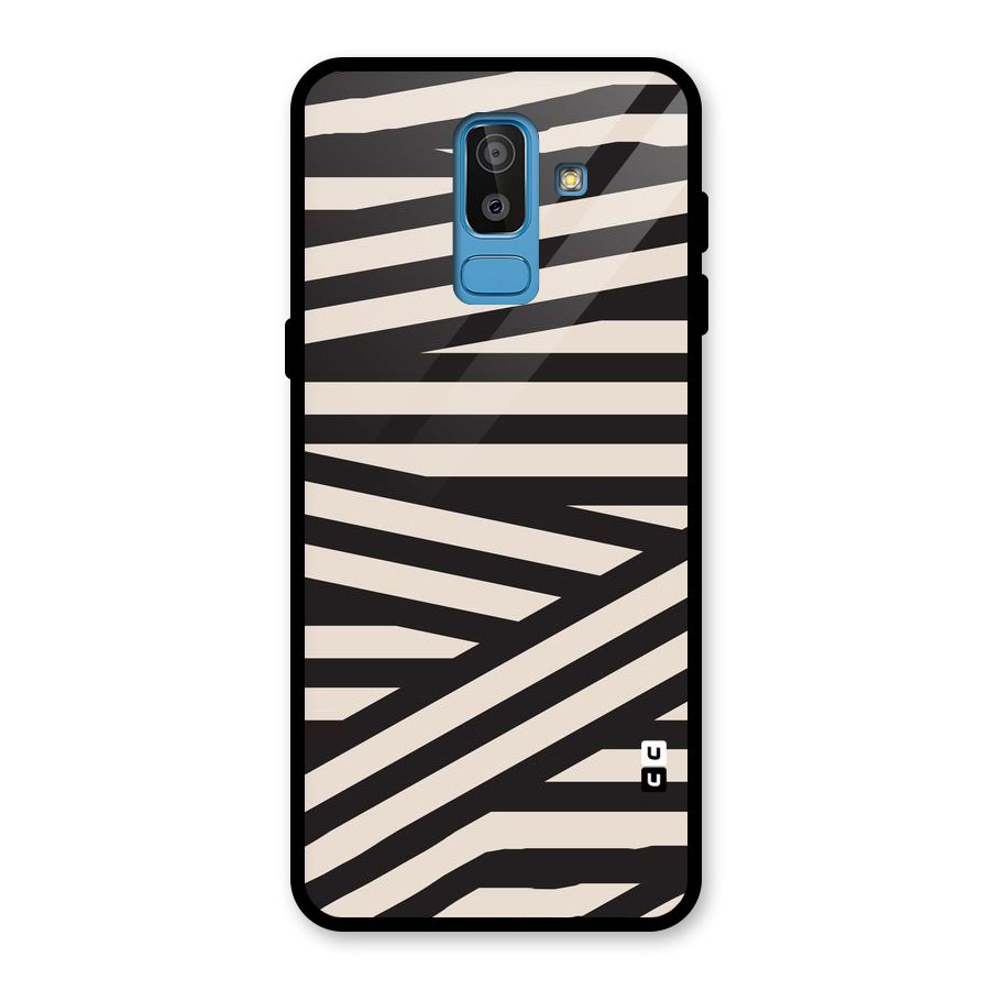 Monochrome Lines Glass Back Case for Galaxy J8