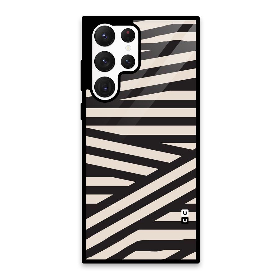 Monochrome Lines Glass Back Case for Galaxy S22 Ultra 5G
