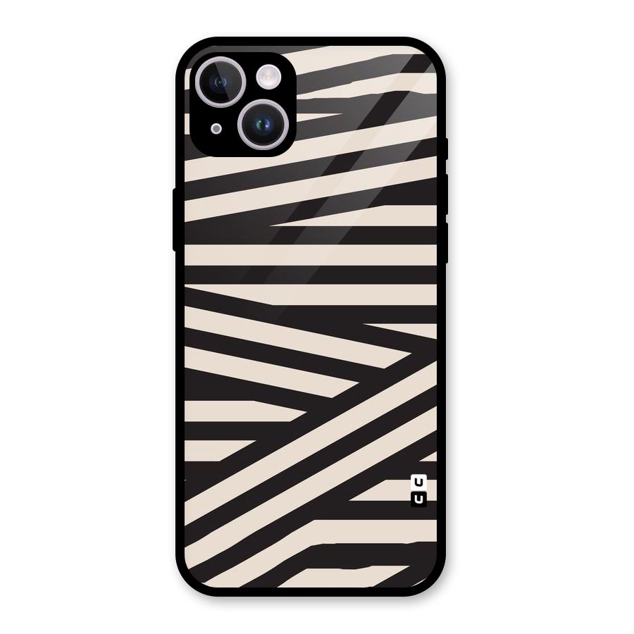 Monochrome Lines Glass Back Case for iPhone 14 Plus