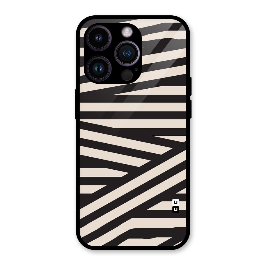 Monochrome Lines Glass Back Case for iPhone 14 Pro
