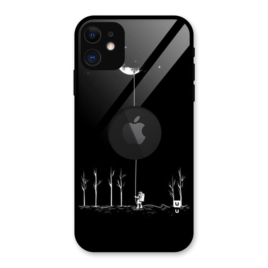 Moon Man Glass Back Case for iPhone 11 Logo Cut