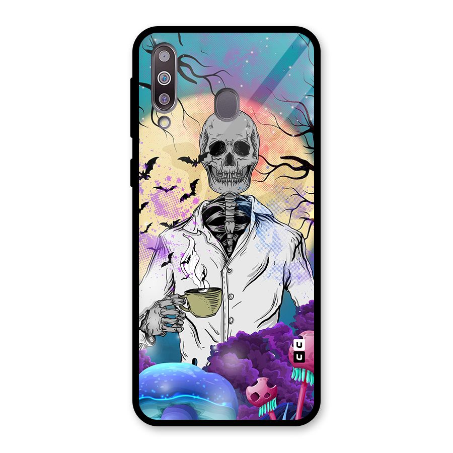 Morning Tea Skull Glass Back Case for Galaxy M30