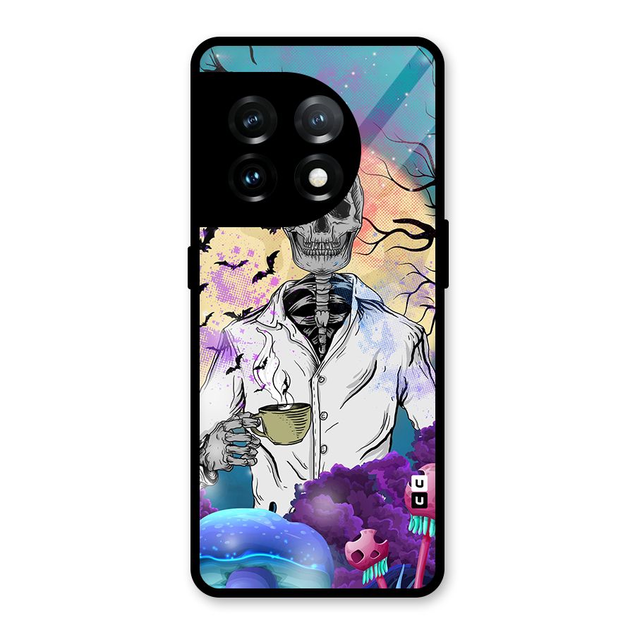 Morning Tea Skull Glass Back Case for OnePlus 11