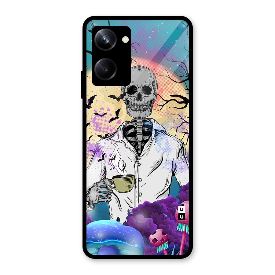 Morning Tea Skull Glass Back Case for Realme 10 Pro