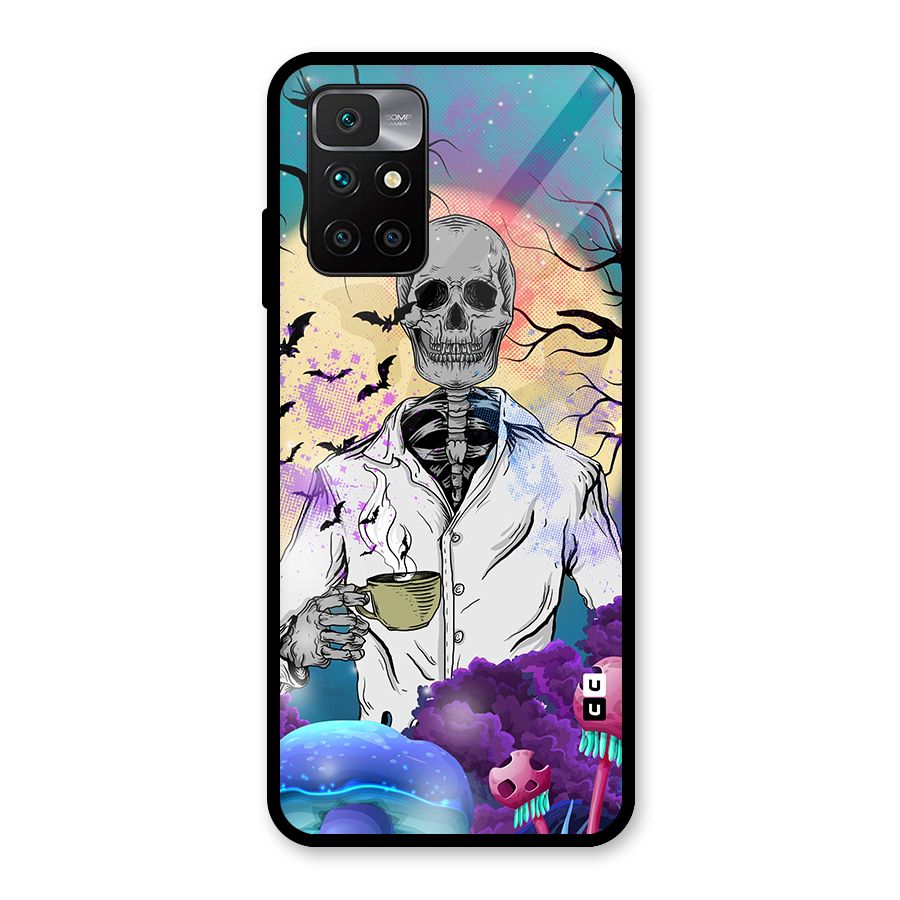 Morning Tea Skull Glass Back Case for Redmi 10 Prime