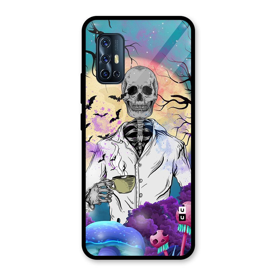 Morning Tea Skull Glass Back Case for Vivo V17