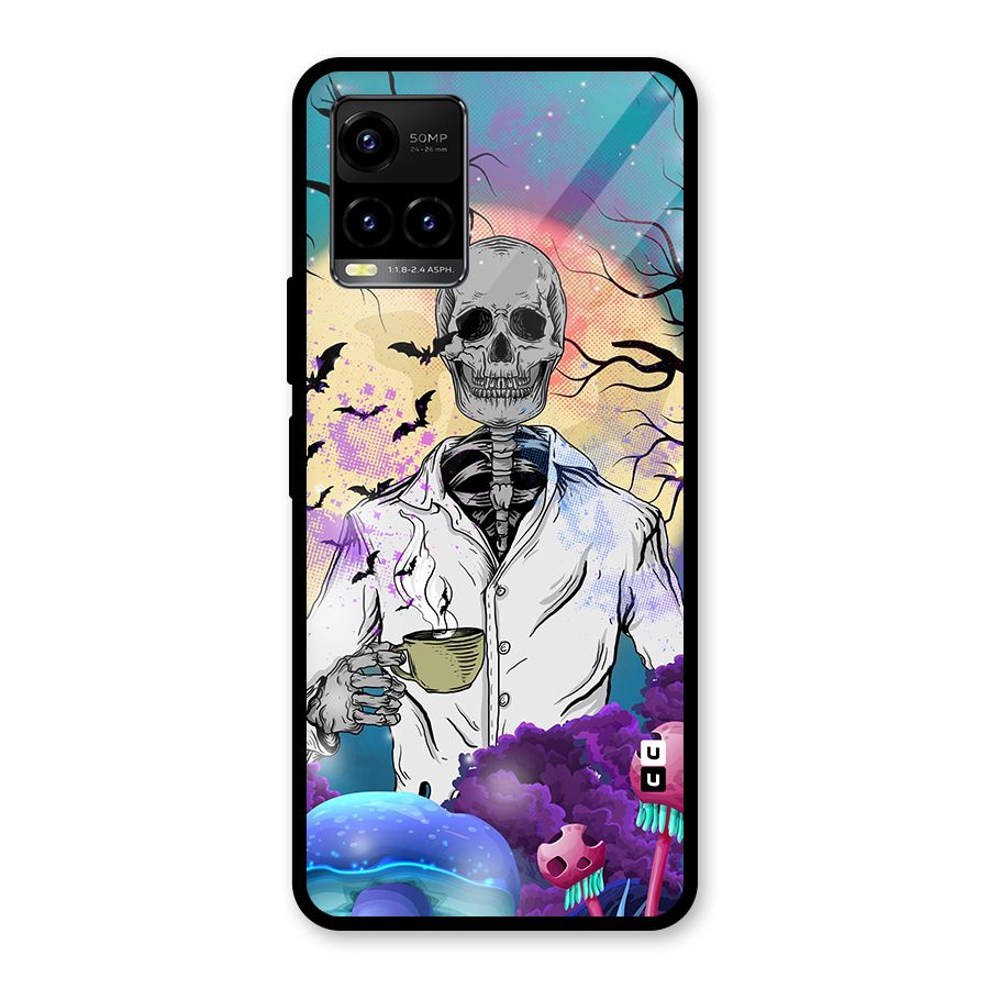 Morning Tea Skull Glass Back Case for Vivo Y21T
