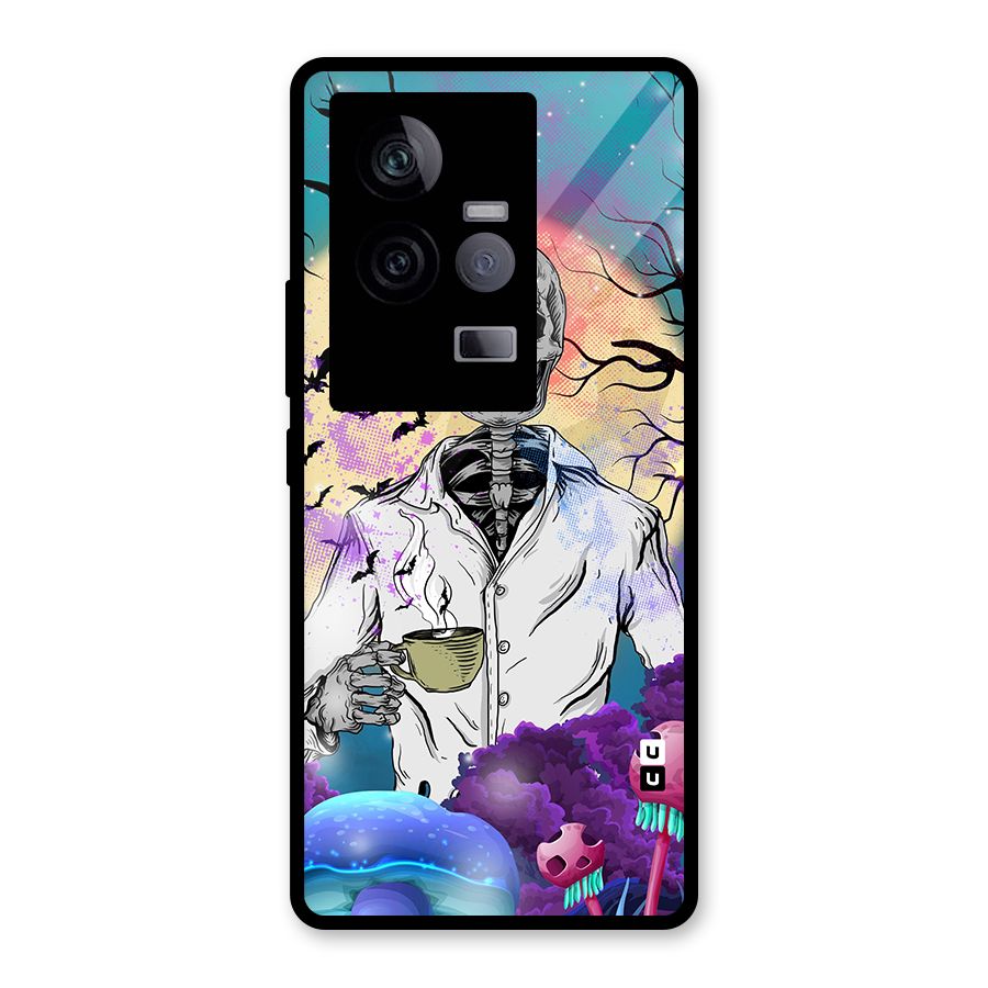 Morning Tea Skull Glass Back Case for Vivo iQOO 11 5G