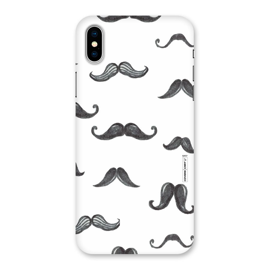 Moustache Pattern (Black) Back Case for iPhone XS