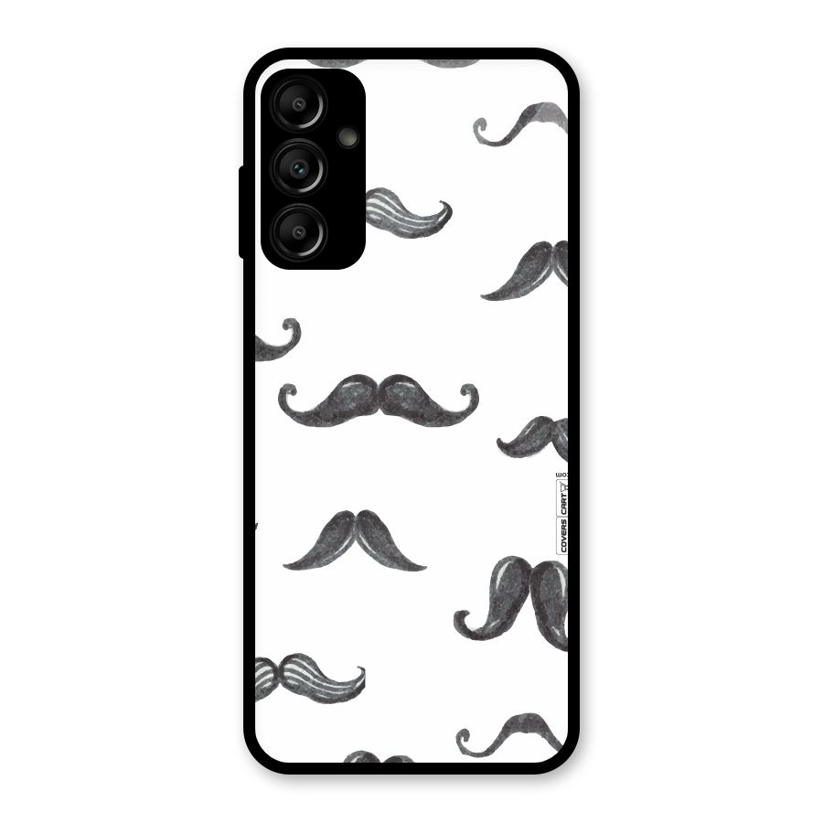 Moustache Pattern (Black) Glass Back Case for Galaxy A14 5G